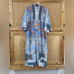 Gigio Floral Patchwork boho hippie kimono crepe robe size S